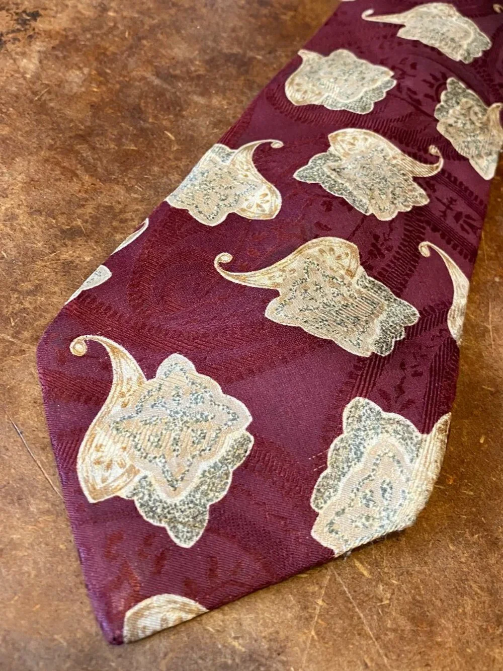 1980s Chaps Ralph Lauren Silk Paisley Elephants Necktie Tie Vintage